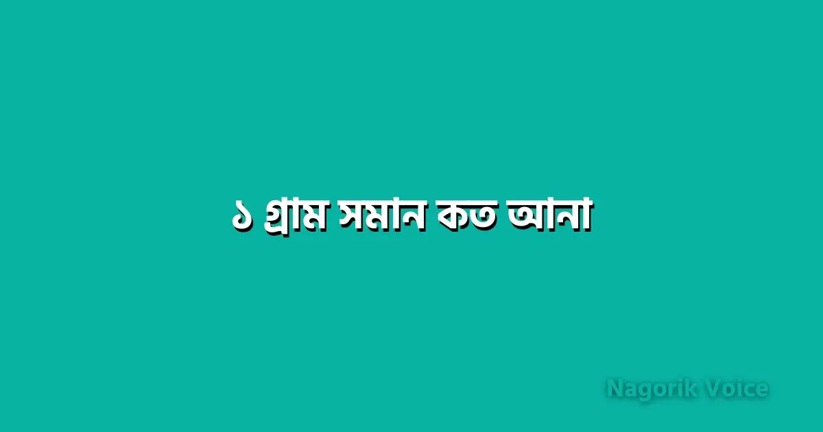 ১ গ্রাম সমান কত আনা